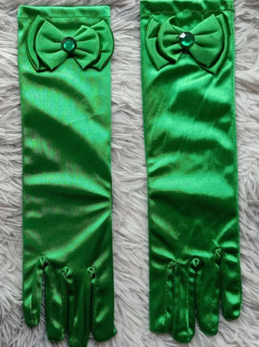 Childrens Accessories | Girls Green Elegant Gloves | Mia Belle Girls