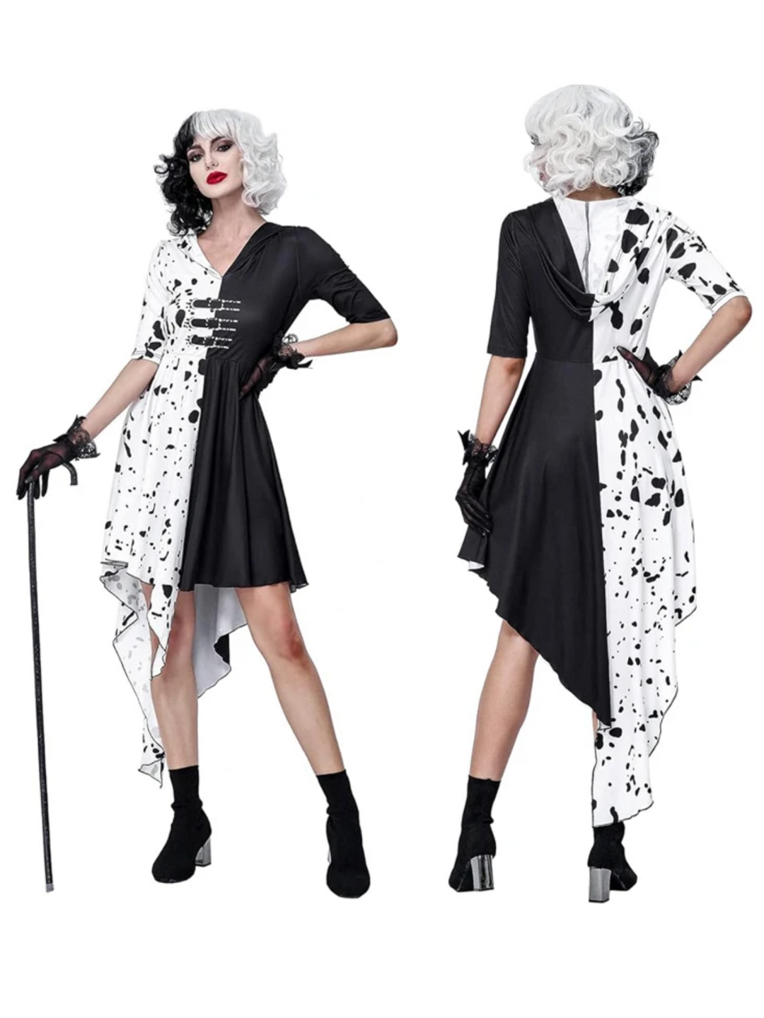 Womens Dalmatian Inspired Villain Tutu Costume Dress