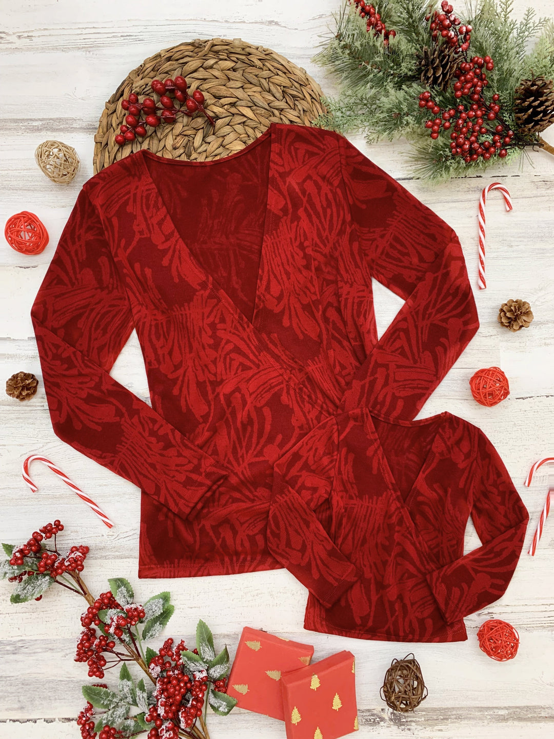 Mommy and Me Matching Winter Tops | Velvet Wrap Top | Mia Belle Girls