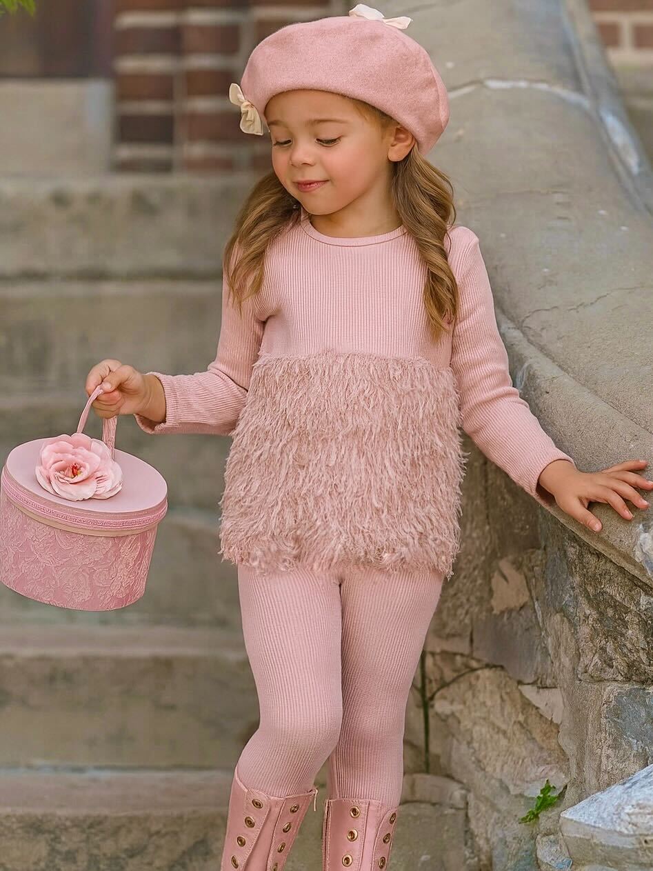 Cuddle Couture Blush Knit Top and Legging Set