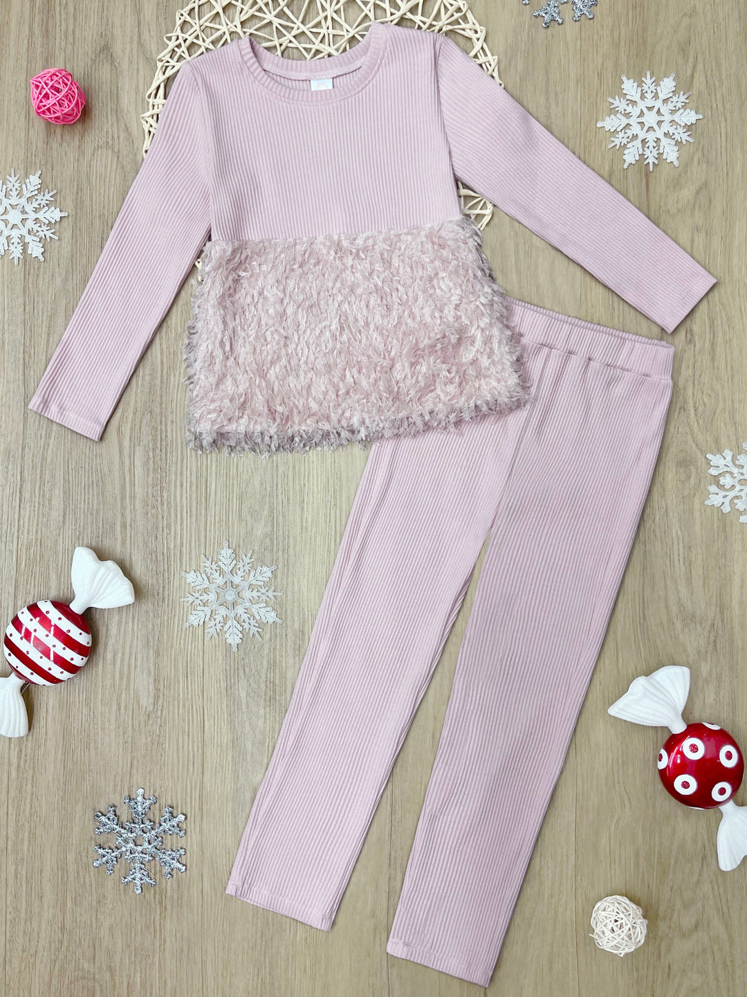 Cuddle Couture Blush Knit Top and Legging Set