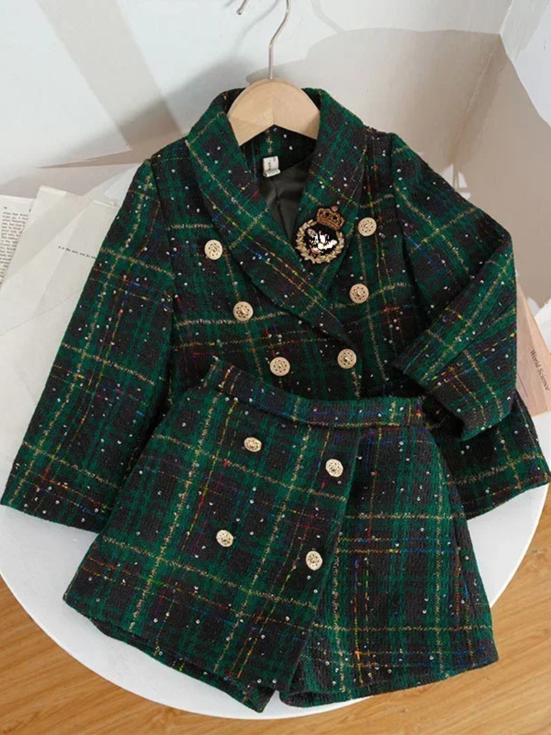 Regal Tweed Blazer & Skirt Set
