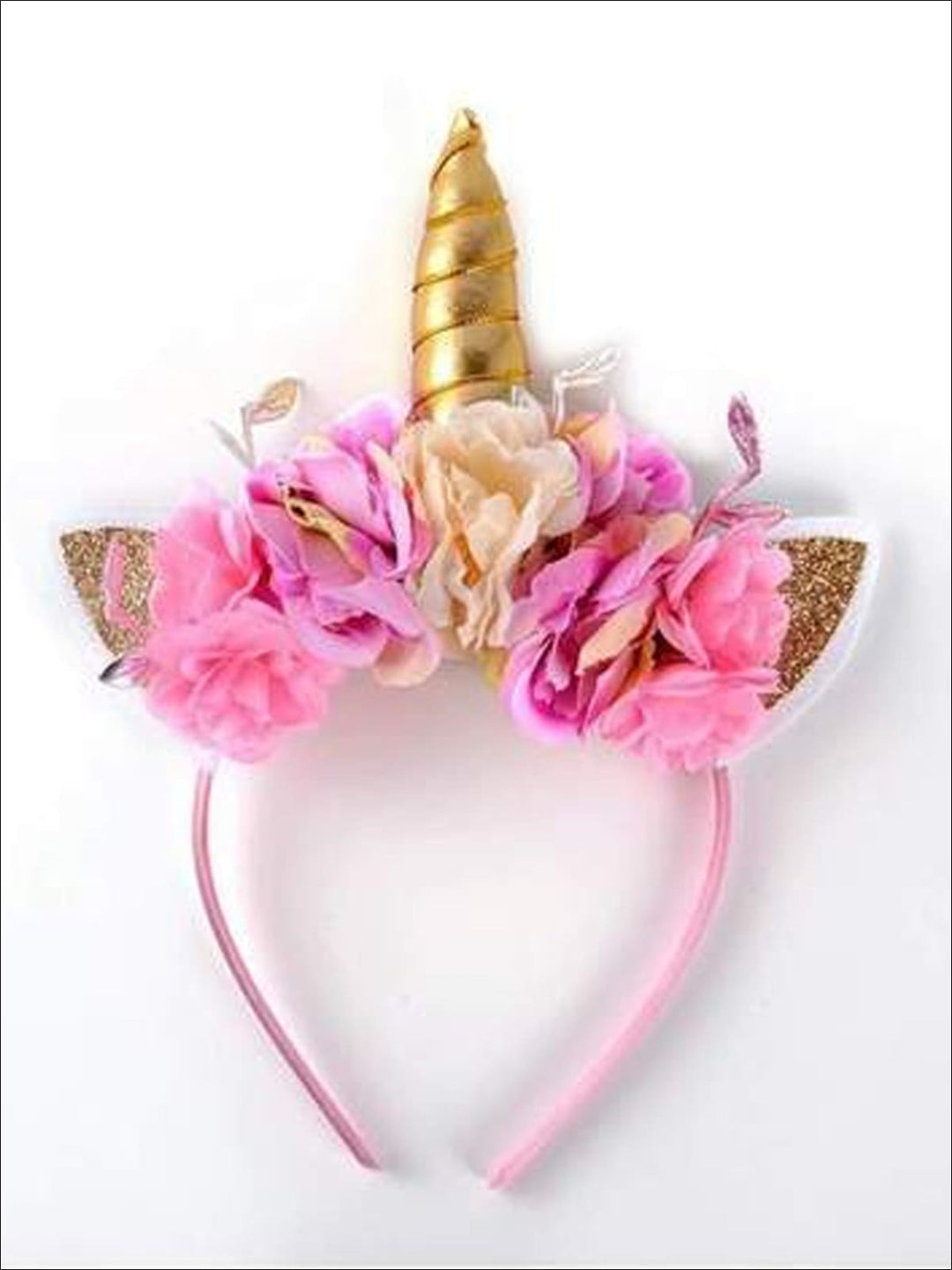 Mia Belle Girls Floral Gold Unicorn Headband | Girls Accessories