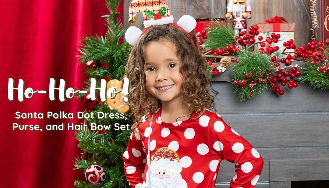 Ensemble of the Week: Ho-Ho-Ho Santa Polka Dot Dress, Purse, and Hair Bow Set