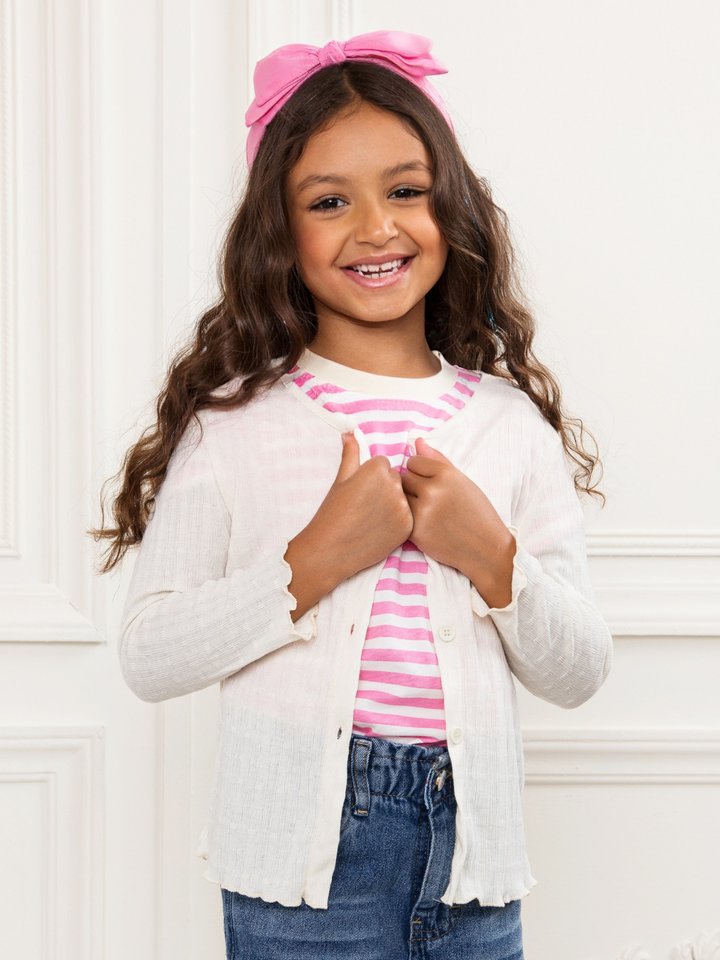 Sweet Stitch Ribbed Button-Up Cardigan