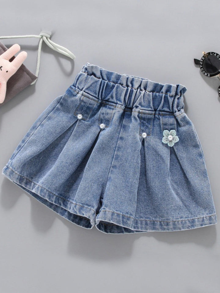 Mia Belle Girls Pleated Denim Shorts | Girls Casual