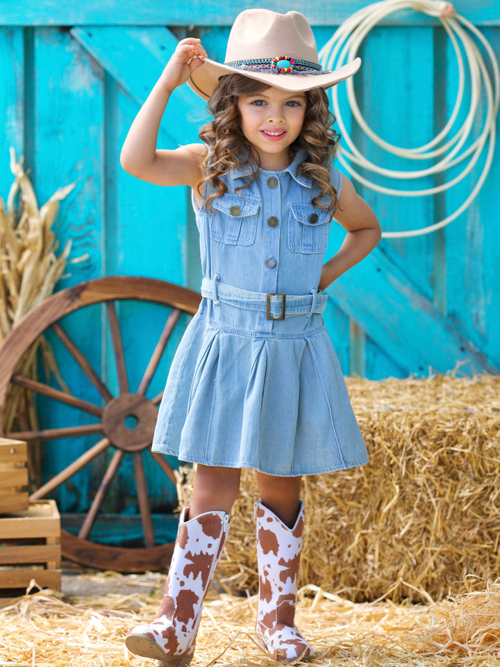 Rodeo Chic Denim Belted Dress