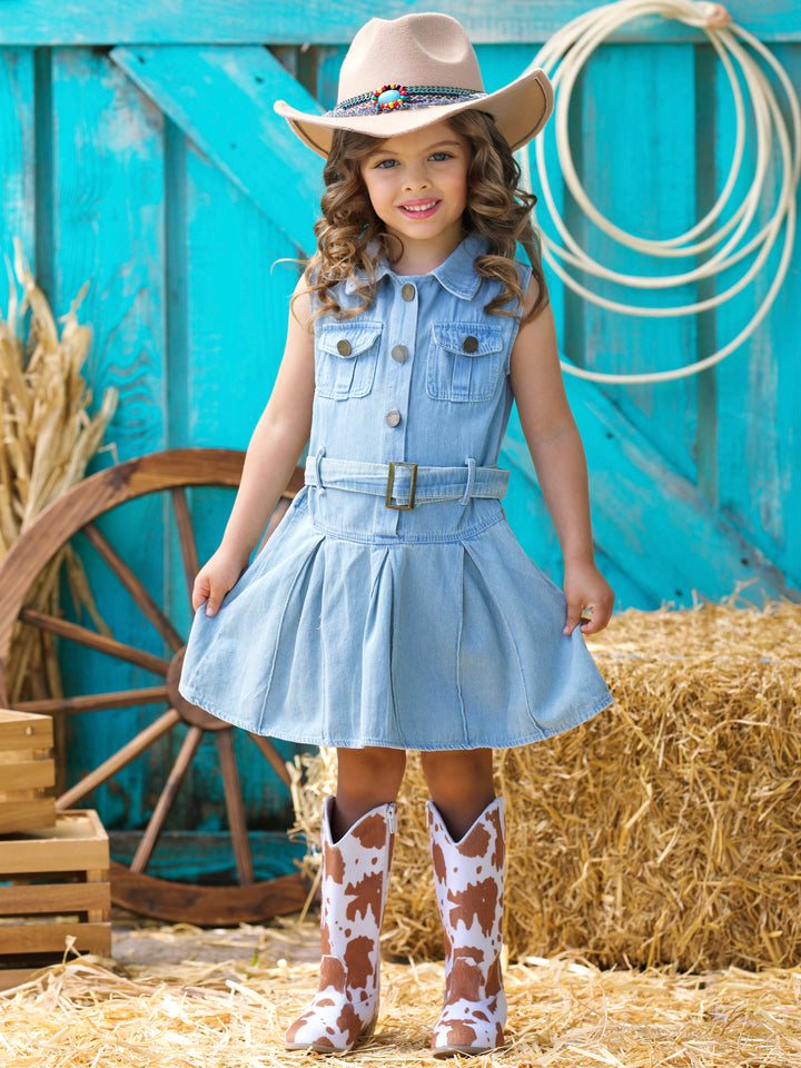 Rodeo Chic Denim Belted Dress