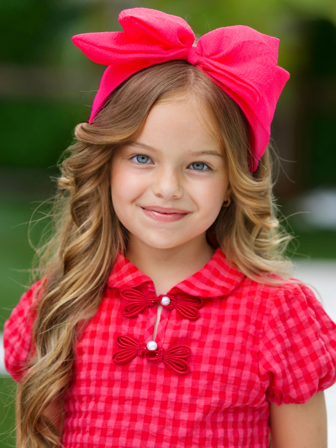 Girls Elegant Hot Pink Bow Headband