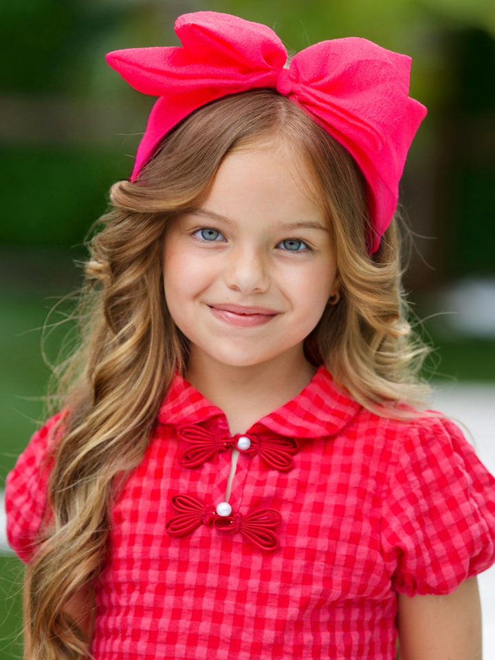Girls Elegant Hot Pink Bow Headband