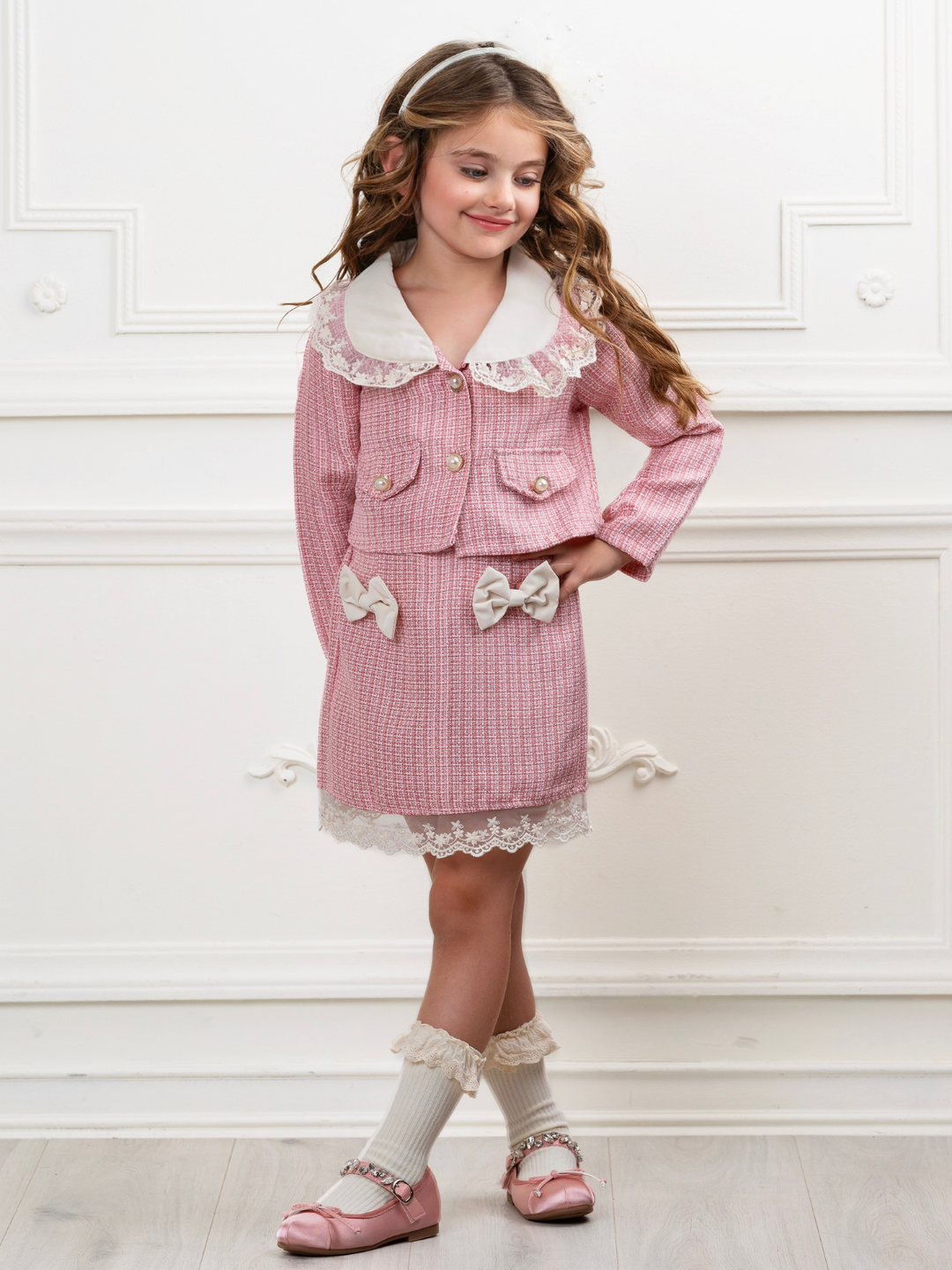 Tweed Charm Pearl and Bow Jacket & Skirt Set