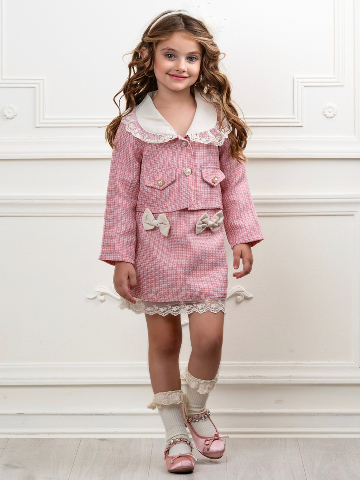Tweed Charm Pearl and Bow Jacket & Skirt Set