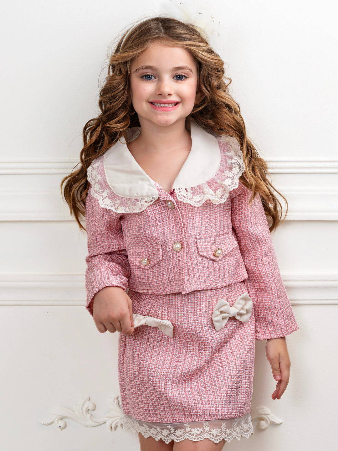 Tweed Charm Pearl and Bow Jacket & Skirt Set