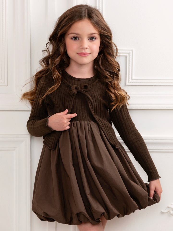 Cozy Fall Knit Toddler Dress and Cardigan Set