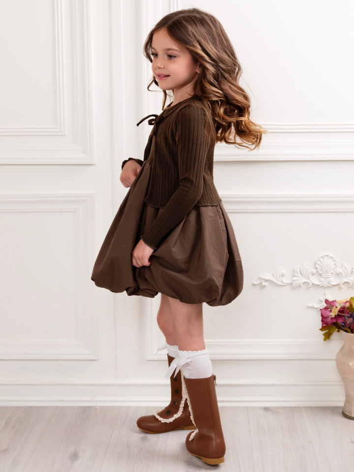 Cozy Fall Knit Toddler Dress and Cardigan Set