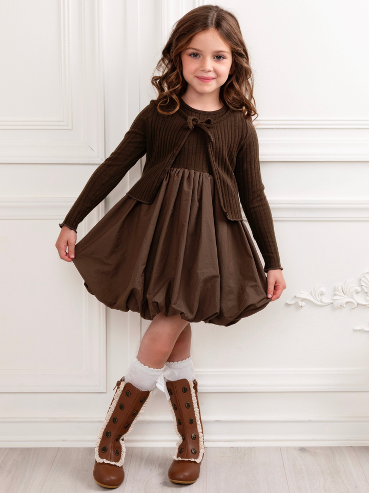 Cozy Fall Knit Toddler Dress and Cardigan Set