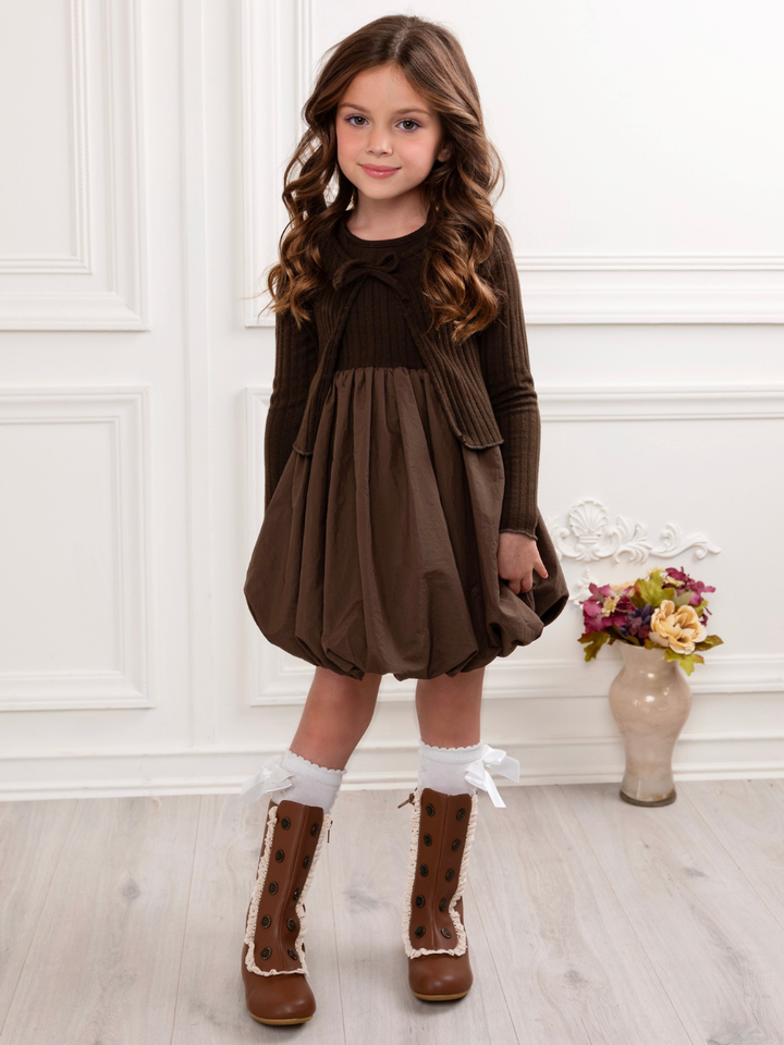Cozy Fall Knit Toddler Dress and Cardigan Set