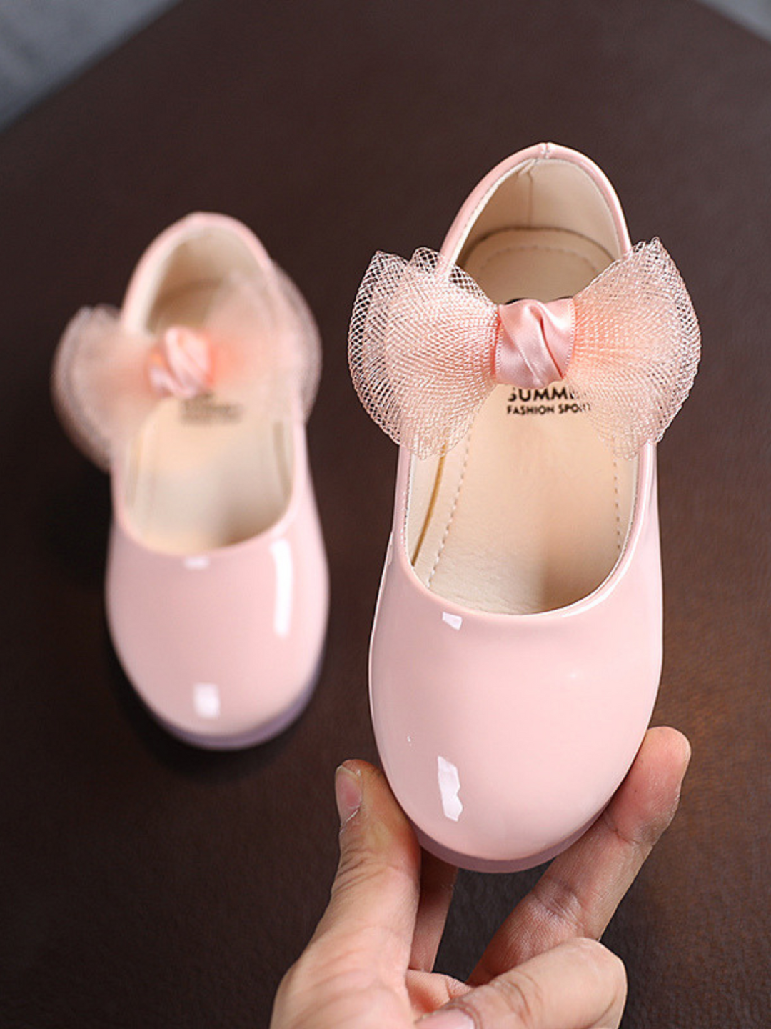 Shoes By Liv & Mia | Little Girls Cute Patent Tulle Bow Flats