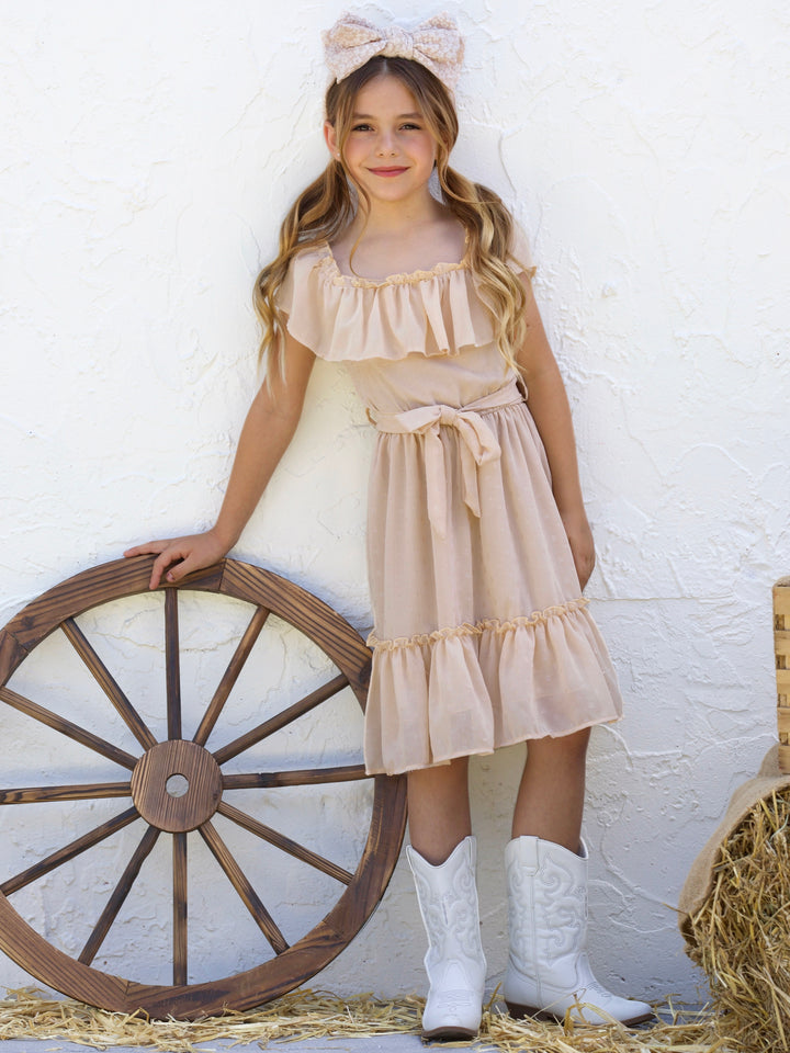 Golden Sands Ruffle Shoulder Sundress