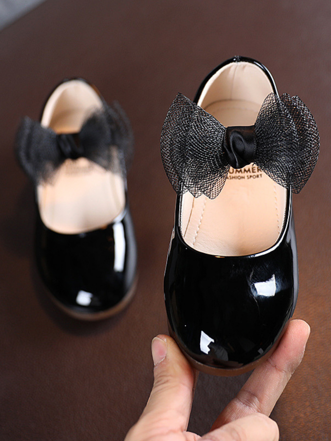 Shoes By Liv & Mia | Little Girls Cute Patent Tulle Bow Flats