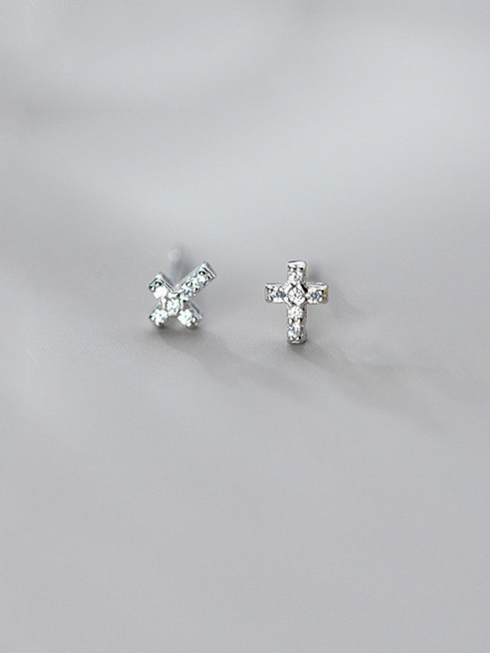 Girls Formal Accessories | Diamond Set Silver & Gold Cross Earrings