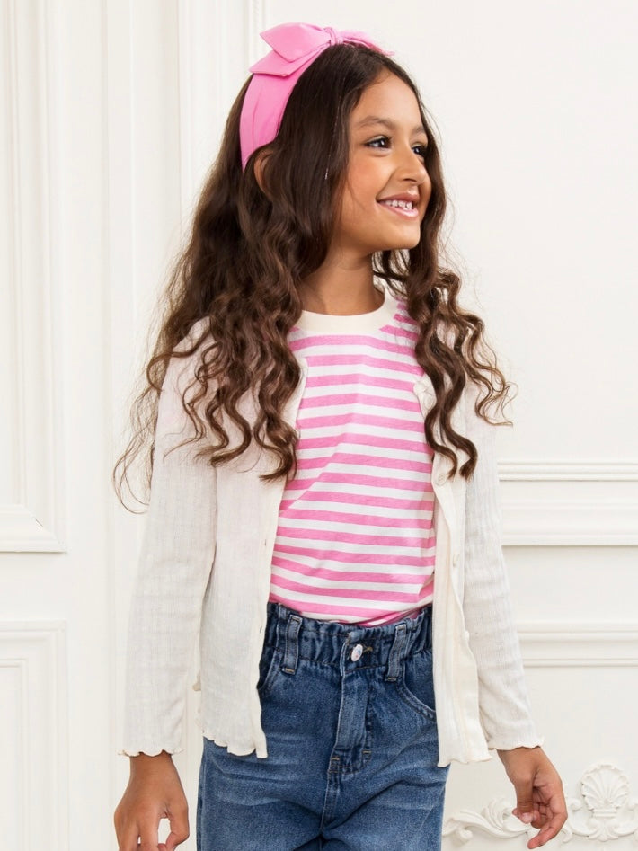 Sweet Stitch Ribbed Button-Up Cardigan