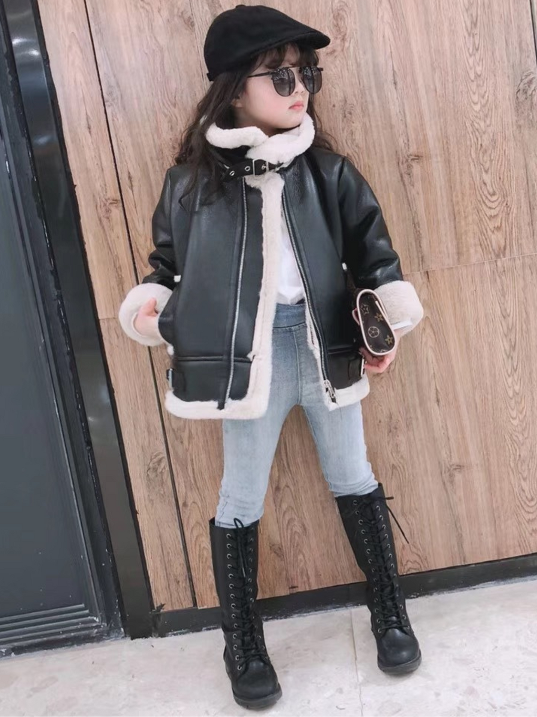 Mia Belle Girls Fleece Lined Vegan Leather Jacket | Winter Jackets