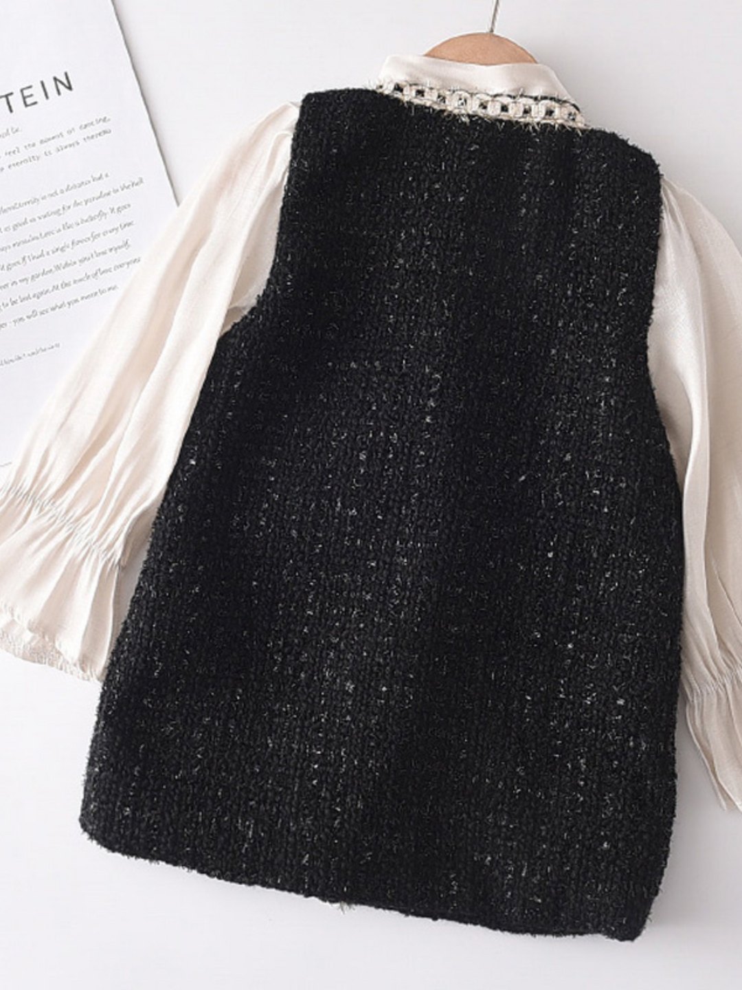 Preppy Chic Outfits | Pearl-Embellished Tweed Dress | Mia Belle Girls