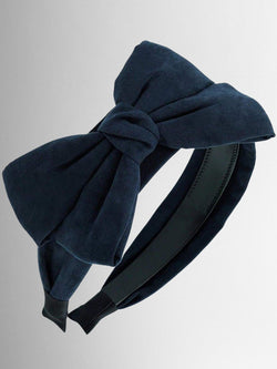 Girls Navy Velvet Bow Headband