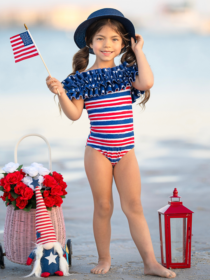 My Patriot Princess Striped One Piece Swimsuit