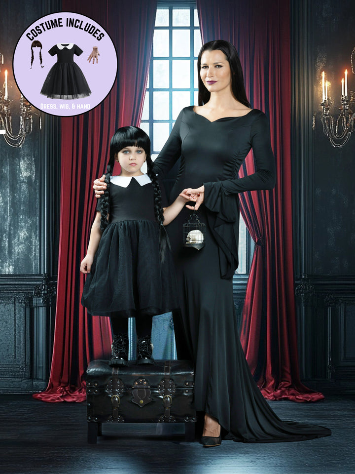 Girls Iconic Wednesday 3-Piece Costume Dress