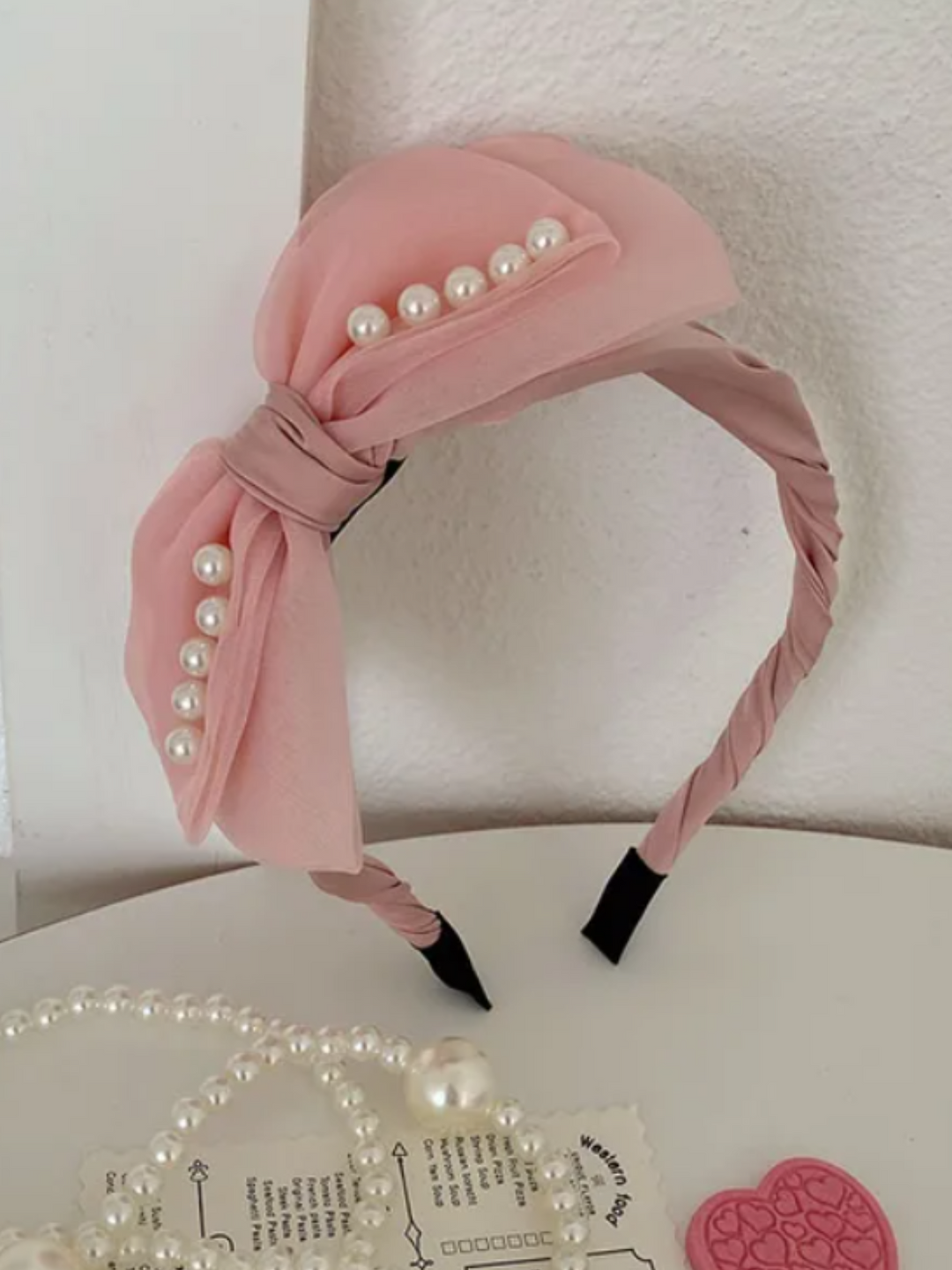 Mia Belle Girls Large Pearl Bow Headband | Girls Accessories