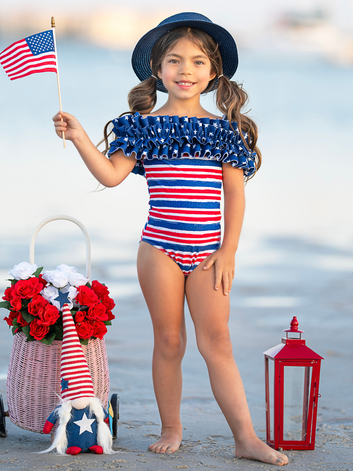 My Patriot Princess Striped One Piece Swimsuit