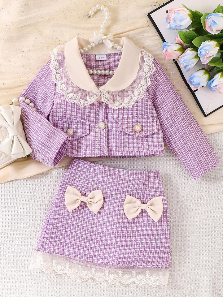 Tweed Charm Pearl and Bow Jacket & Skirt Set