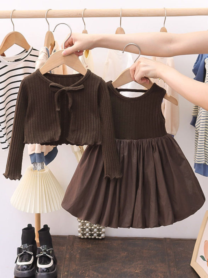 Cozy Fall Knit Toddler Dress and Cardigan Set