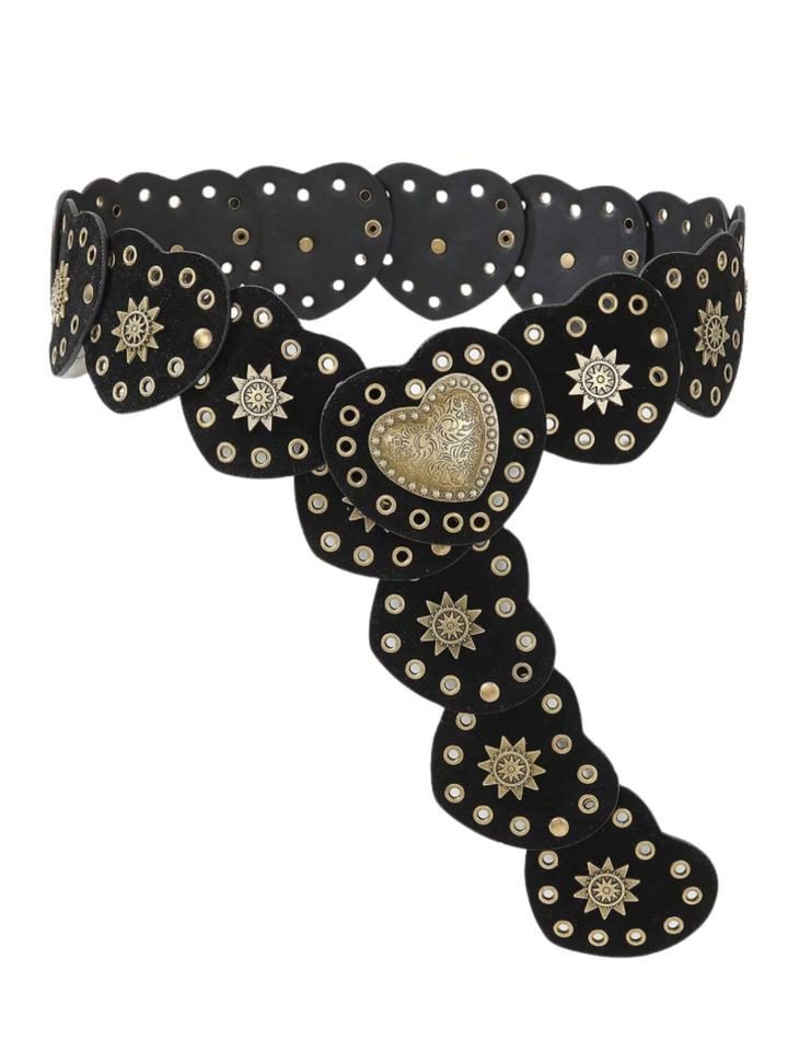 Golden Charm Heart Statement Belt for Girls