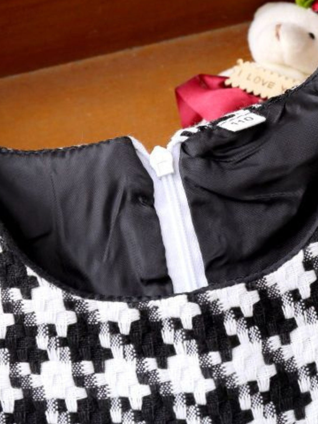 Girls Houndstooth Sleeveless A-Line Dress
