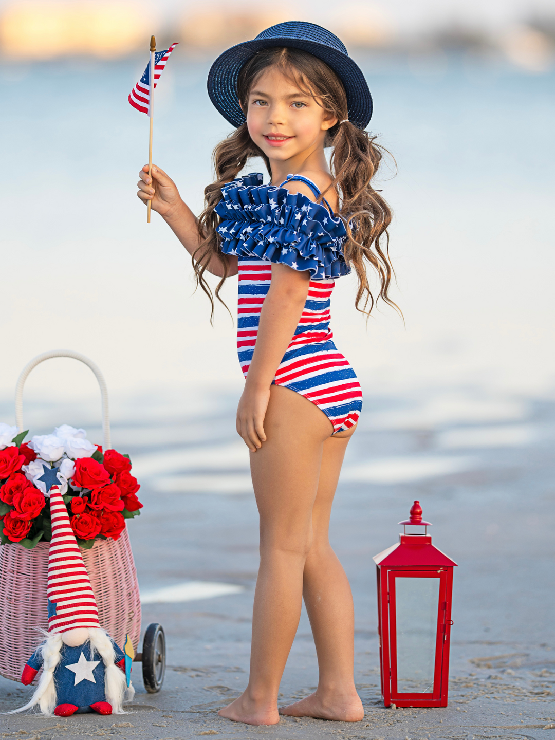 My Patriot Princess Striped One Piece Swimsuit