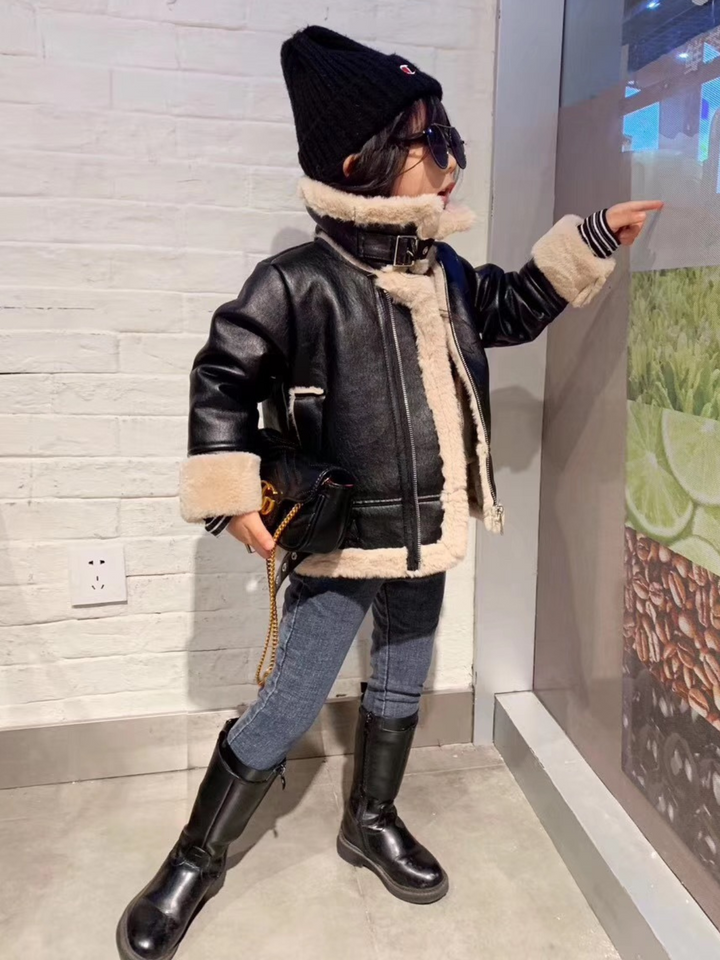 Mia Belle Girls Fleece Lined Vegan Leather Jacket | Winter Jackets