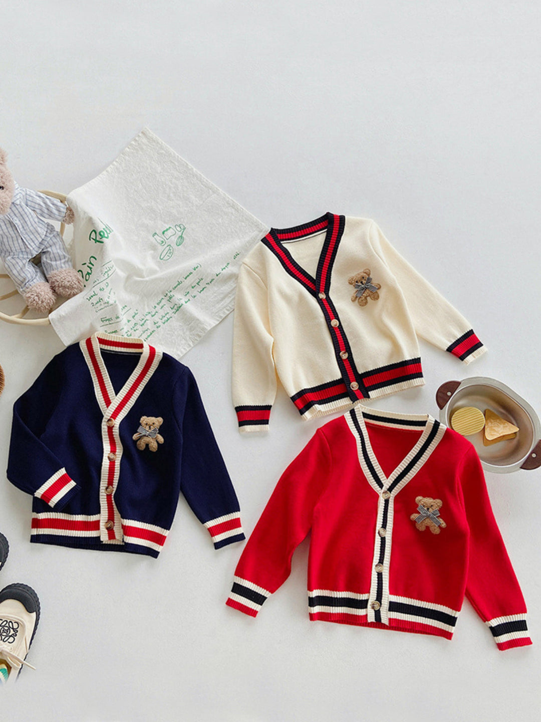Mia Belle Girls Stripe Trim Cardigan | Girls Cozy Fall