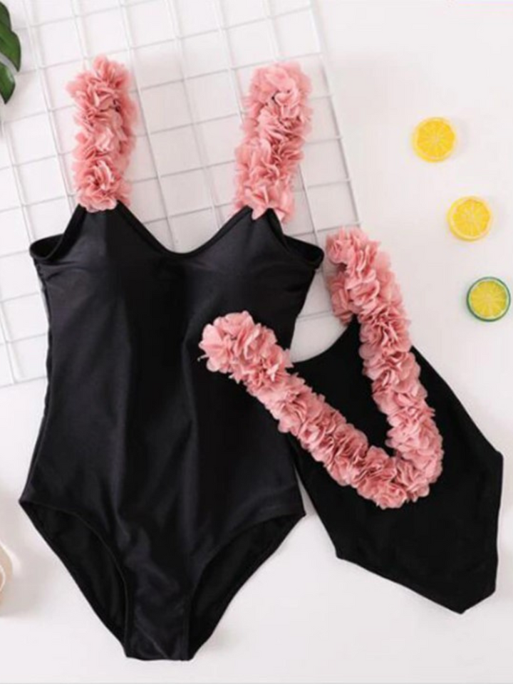 Mommy & Me Swimsuit | Floral Strap One Piece Swimsuit | Mia Belle Girls
