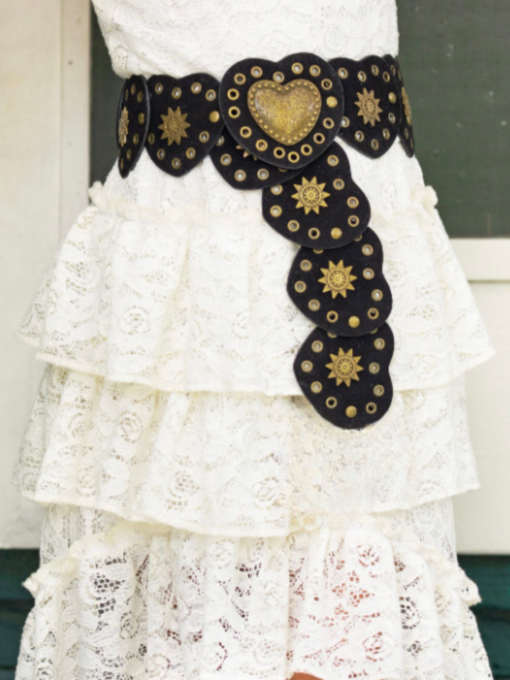 Golden Charm Heart Statement Belt for Girls