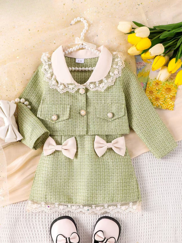 Tweed Charm Pearl and Bow Jacket & Skirt Set