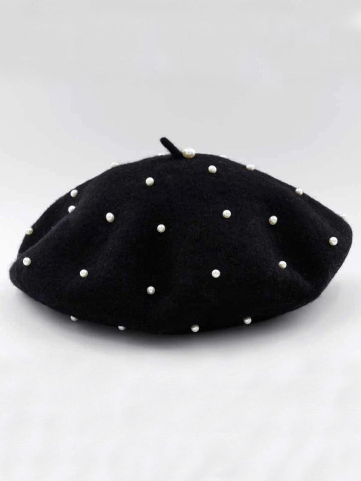 Mia Belle Girls Pearl-Embellished Wool Beret | Girls Accessories