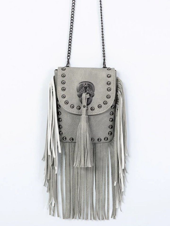 Girls Clothing Accessories | Bohemian Studded Fringe Crossbody Bag