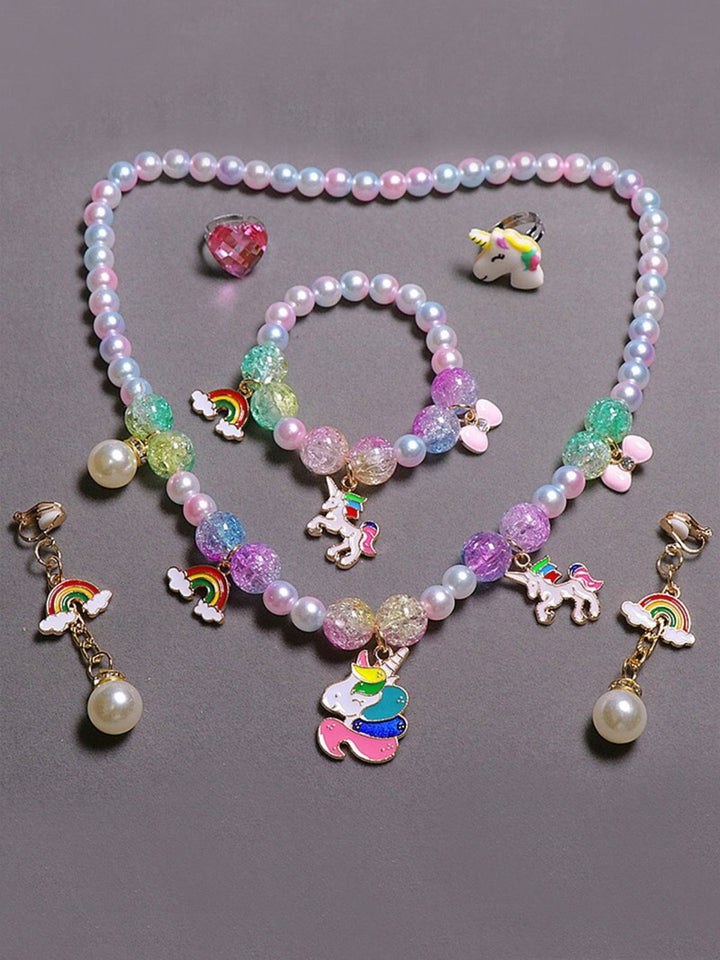 Mia Belle Girls Unicorn Pearl Jewelry 6-Piece Set | Girls Accessories