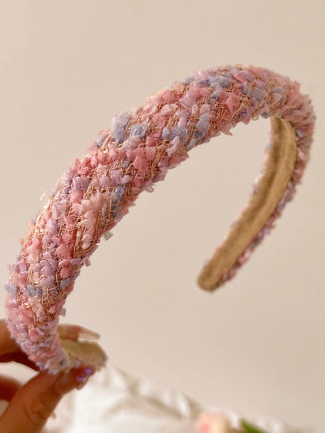 Mia Belle Girls Pink Tweed Headband | Girls Accessories