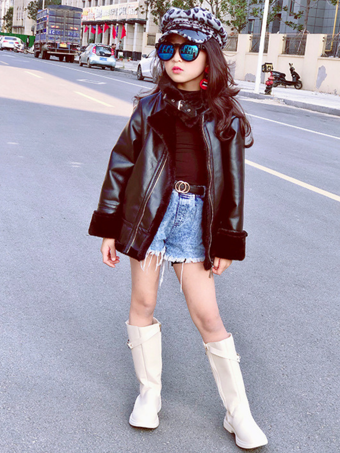 Mia Belle Girls Fleece Lined Vegan Leather Jacket | Winter Jackets