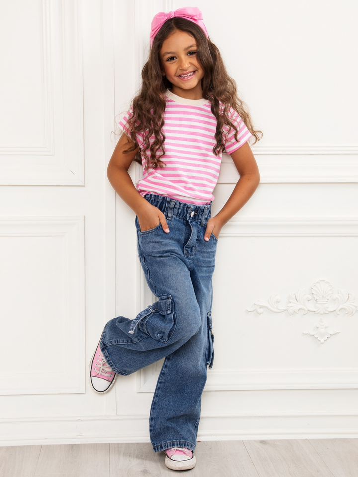 Chic Comfort Cargo Jeans in Dark Vintage Peruvian Denim