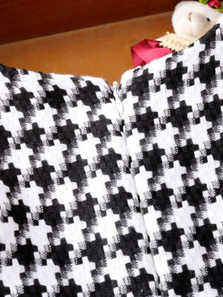 Girls Houndstooth Sleeveless A-Line Dress